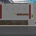 Modern Shop Front Desk Area With Chandeliers Sofa Seating And Decorative Mannequin