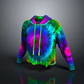 Vibrant Tie Dye Drawstring Hoodie With Multicolored Design For Fashionable Look