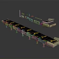 Industrial Conveyor Belt System With Frames Belts Yellow Markings And Components 3d model