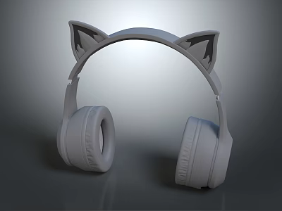 Stylish Over Ear Headphones With Cat Ear Design For Enhanced Audio Experience 3d model