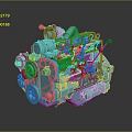 Blue Engine Model Featuring Detailed Mechanical Parts And Industrial Components 3d model