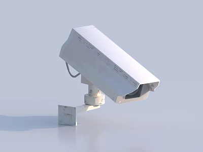Outdoor Security Surveillance Camera with White Housing and Mounted Bracket for Home Protection 3d model