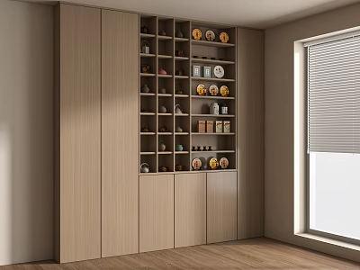 New Chinese Tea Set Tea Cup Tea Cake Decorative Cabinet Display Cabinet 3d model