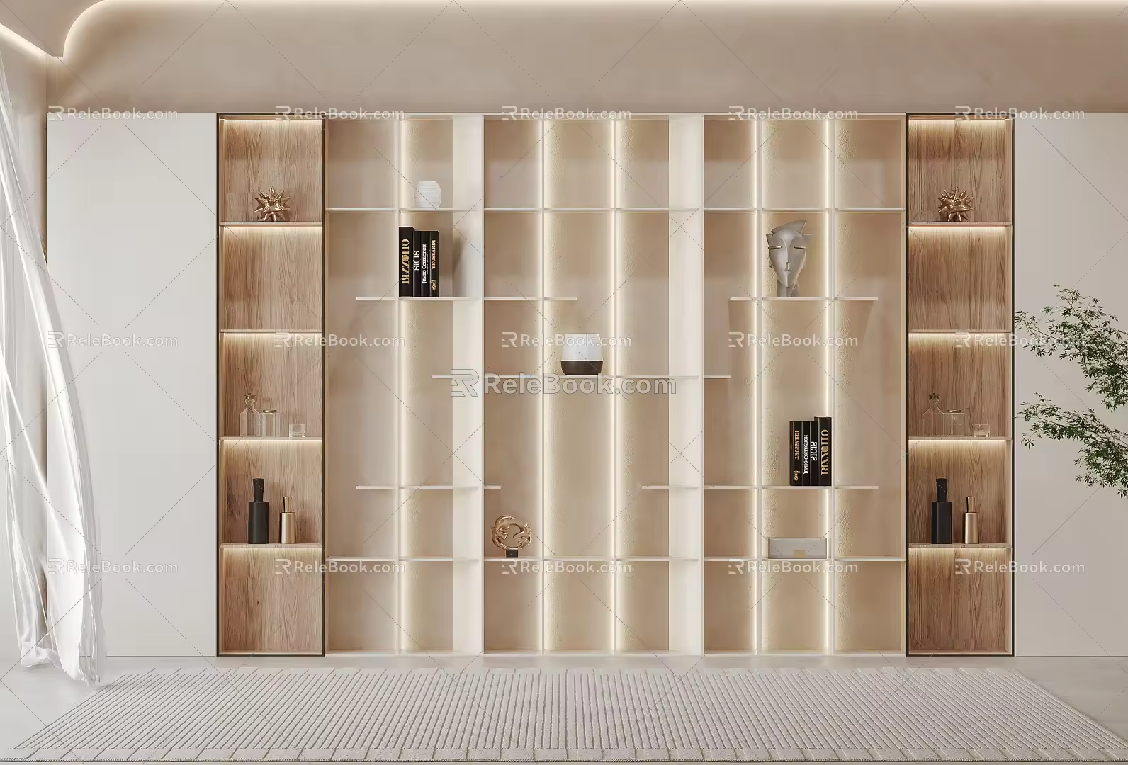 Modern Bookcase Cream Bookcase 3d model