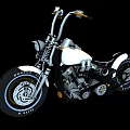 White Cruiser Motorcycle With High Handlebars Black Wheels And Chrome Accents