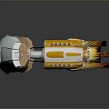 Sci Fi Mechanical Thruster Device With Orange Yellow Flame And Metallic Structure 3d model