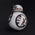 Smart Robot With White Spherical Design Red Black Accents Camera Lens And Sensors