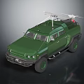 Green Military Tactical Off Road Vehicle With Roof Mounted Antenna Equipment