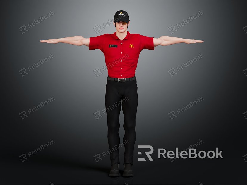 Modern Man McDonald's Waiter Restaurant Waiter model