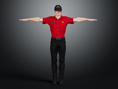 Modern Man McDonald's Waiter Restaurant Waiter model