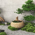 New Chinese Style Water Ornaments Stone Mortar Waterscape Courtyard Landscape Stone Trough Circulating Fish Pond 3d model