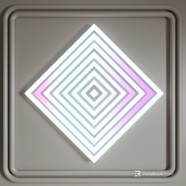 Modern Diamond Shaped Wall Light with Layered Concentric Gradient Colors Mounted on Gray Wall 3d model