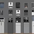Various Water Dispenser Models Featuring Wall Mounted and Floor Standing Designs 3d model