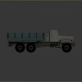 Vintage Truck With Blue Cargo Bed And Silver Cab Featuring Six Wheels Retro Design