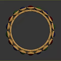 Elegant Golden Bangle Inlaid With Red Green Blue Gemstones And Smooth Design