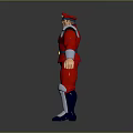 3D Character Model In Red Uniform With Silver Shoulder Armor Knee Pads And Yellow Belt