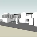Elegant Modern White Guesthouse Building Featuring Large Glass Windows Open Design And Terrace