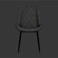 Light Gray Modern Dining Chair With Diamond Quilted Backrest And Black Slim Legs