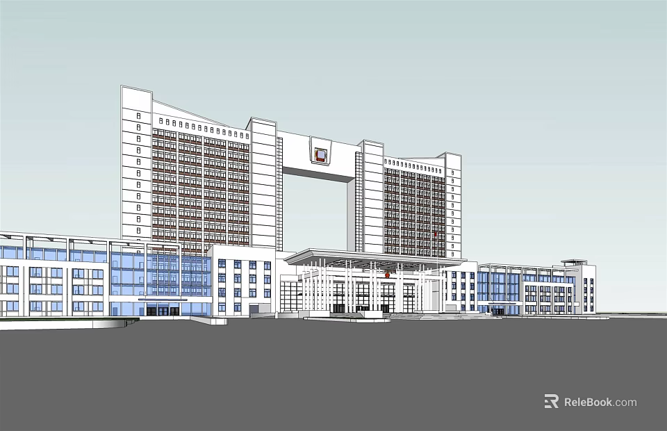 Modern Office Building Design Featuring Glass Facade High Rise Structure And Entrance Hall 3d model 