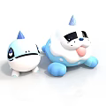 Playful Blue White Cartoon Characters With Pointed Tops And Large Eyes