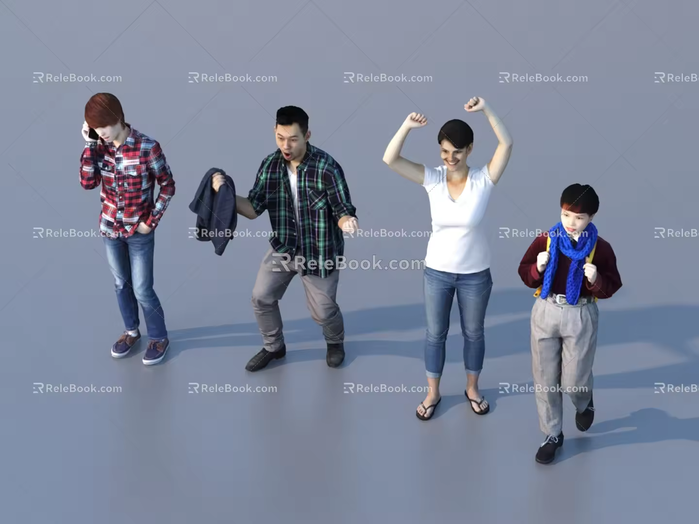 Men and women with multiple characters 3d model