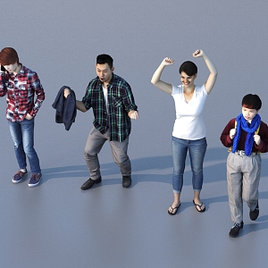 Men and women with multiple characters 3d model