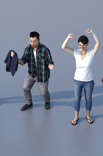 Men and women with multiple characters 3d model