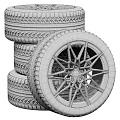 High Quality Car Tires Stacked with Alloy Wheels and Tread Pattern