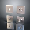 Silver Metallic Computer Switch Panels With Single And Double Switches And Reflection