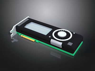 High Performance Electronic Graphics Card With Cooling Fan And Green Edge Design 3d model