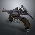 Vintage Revolver With Wooden Grips And Metal Components On Dark Surface