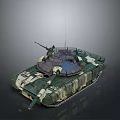 Camouflage Military Tank with Turret Cannon Antenna and Track System