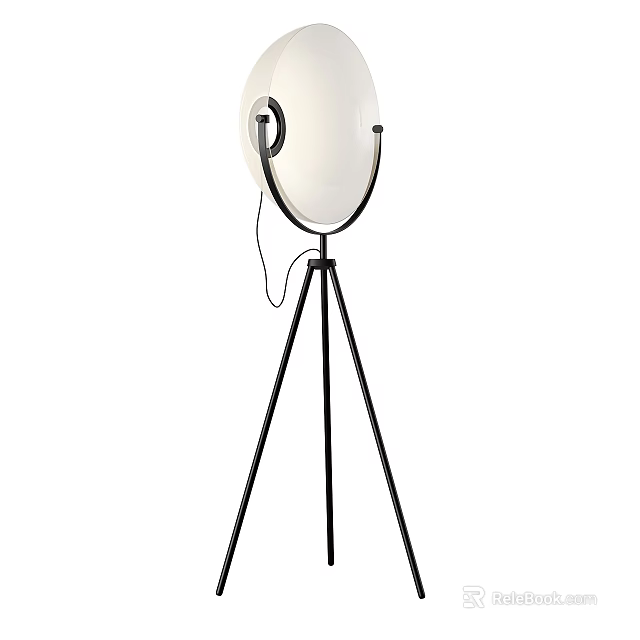 Modern Floor Lamp With Black Tripod Stand And White Globe Shade Design 3d model 