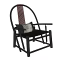Modern Leisure Chair Featuring Black Frame Woven Backrest And Soft Gray Cushion