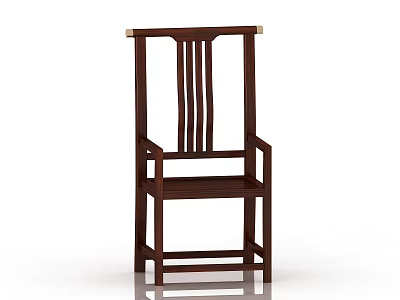 Modern Dark Brown Wooden Leisure Chair With Sleek Backrest And Armrests 3d model