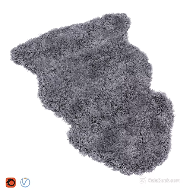 Soft Fluffy Gray Square Rug with Plush Texture for Home Living Room Decor 3d model 