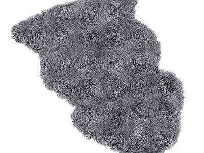 Soft Fluffy Gray Square Rug with Plush Texture for Home Living Room Decor 3d model