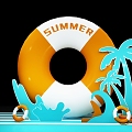 Swimming laps Coconut Tree Beach Summer 3d model