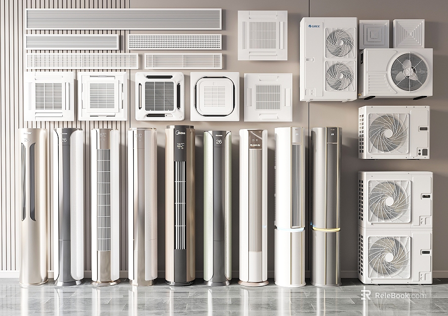 Air Conditioners And Fans Collection Of Various Types For Home Use 3d model 