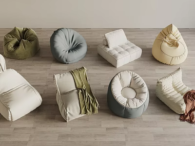 Cozy Bean Bag Chairs In Various Styles And Colors For Living Room Decor 3d model