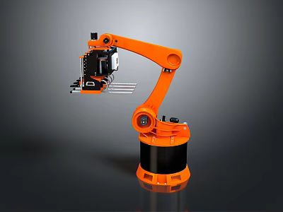Game Movie Character Industrial Design Orange Robotic Arm With Black Base Red Joint Details 3d model