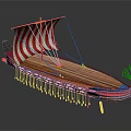 Traditional Sailboat With Red And White Striped Sail Wooden Deck And Colorful Hull