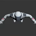 3D Astronaut Character In White Spacesuit With Blue Helmet Standing On Gray Background