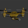 Yellow Space Drone With Four Propellers For Cosmic Exploration Missions