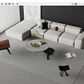 Corner Sofa Coffee Table Combination Leisure Chair Side Table Corner Sofa for Many People 3d model