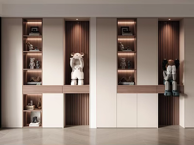 Modern Luxury Entryway Cabinet And Side Cabinet Interior Design With Shelves Decorations And Lighting 3d model