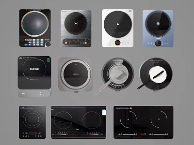 Kitchen Appliances Various Induction Cooktops With Sleek Designs And Control Panels 3d model