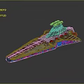 Detailed Sci-Fi Spaceship Model With Red Hull And Engine Structures
