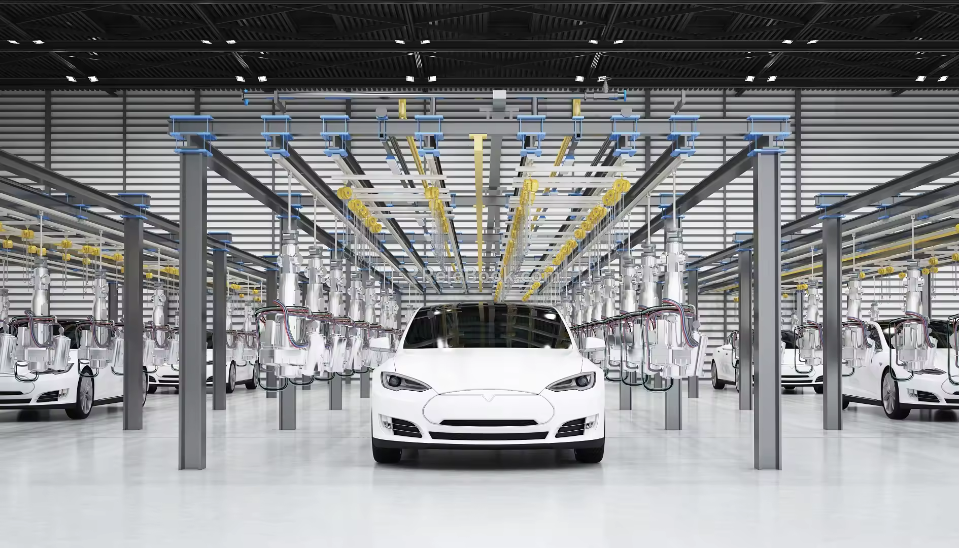 Modern workshop car assembly line 3d model