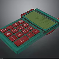 Retro Calculator With Teal Body Red Buttons And Green Screen Design